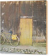 Golden Bike Wood Print