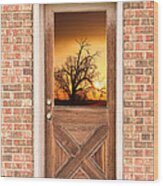 Golden Doorway Window View Wood Print