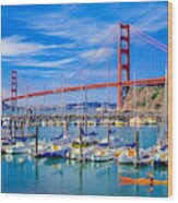 Golden Gate Bridge With Recreational Boats, Ca Wood Print