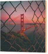 Golden Gate Caged Wood Print