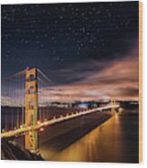 Golden Gate To Stars Wood Print