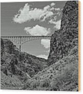 Gorge Bridge Black And White Wood Print