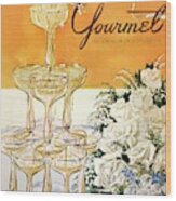 Gourmet Cover Featuring A Pyramid Of Champagne Wood Print
