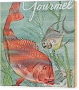 Gourmet Cover Featuring A Snapper And Pompano Wood Print