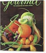 Gourmet Cover Featuring A Variety Of Fruit Wood Print