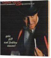 Gq Cover Of A Model Wearing Top Hat And Tailcoat Wood Print