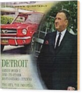 Gq Cover Of Henry Ford Ii And 1965 Ford Mustang Wood Print