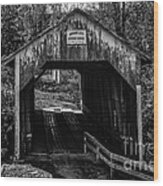 Grange City Covered Bridge - Bw Wood Print