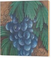 Grapes With Dewdrop Wood Print