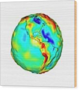 Gravity Map Of Earth Wood Print
