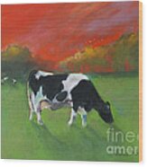 Grazing Cow Wood Print