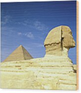 Great Pyramid Of Giza And The Sphinx Wood Print