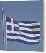 Greek Flag Wood Print