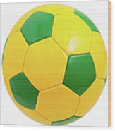 Green And Yellow Soccer Ball Wood Print