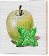 Green Apple And Mint Wood Print