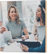 Group Of Business Persons In Discussion Wood Print