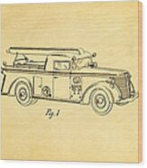 Grybos Fire Truck Patent Art 1939 Wood Print