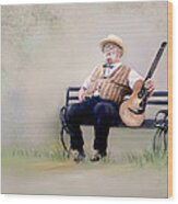 Guitar Man Wood Print