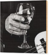 Guitar Player And A Glass Of Wine Wood Print