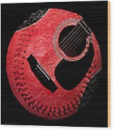 Guitar Strawberry Baseball Wood Print