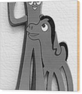 Gumby And Pokey B F F In Black And White Wood Print