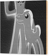 Gumby And Pokey B F F In Negative Black And White Wood Print