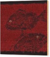 Gyotaku Scup Series 4 Red Unryu Paper Wood Print