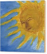 Hand Painted Sun Face Old Sol Wood Print