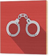 Handcuffs Flat Design Crime & Punishment Icon Wood Print