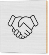 Handshake Thin Line Vector Icon. Editable Stroke. Pixel Perfect. For Mobile And Web. Wood Print