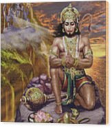 Hanuman Receives Lord Shiva's Blessings Wood Print