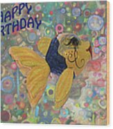 Happy Birthday Fish Party Card Wood Print