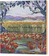 Happy Thanksgiving Greeting Card Wood Print