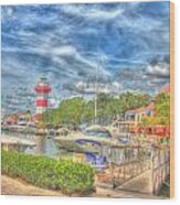 Harbor Town Marina Wood Print