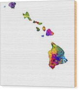 Hawaii Map Wood Print