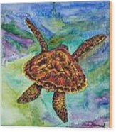 Hawaiian Sea Turtle Wood Print