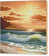 Hawaiian Sunset Wood Print