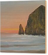 Haysack Rock At Cannon Beach Oregon Wood Print