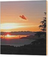 Heart Cloud Over Golden Gate Bridge Wood Print