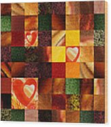 Hidden Hearts Squared Abstract Design Wood Print