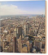 High Angle View Of New York City Wood Print