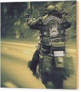 Motorcycle Rider Wood Print