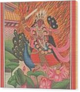 Hindu Goddess Komari Mantrika  Miniature Painting India Lotus Artwork Folk Art Yoga Yogi Meditation Wood Print