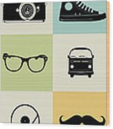 Hipster Mix Poster Wood Print