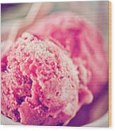 Homemade Strawberry Ice Cream In A Wood Print