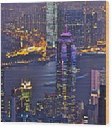 Hong Kong Night View At Victoria Peak Wood Print