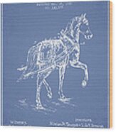 Horse Harness Patent From 1885 - Light Blue Wood Print