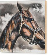 Horse - Pencil Drawing Wood Print