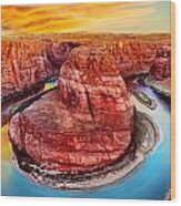 Horseshoe Bend Sunset Wood Print