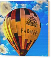 Hot Air Ballon Farmer's Insurance Wood Print